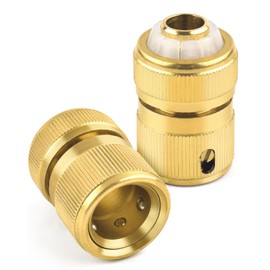 ERKOON Gartenschlauch Verbinder,ERKOON Schlauchverbinder 1/2 Zoll Messing Schlauchanschluss, Doppelstecker Schnellkupplung Verbindungen Zwei Wege Kupplung für Garten Haus Wasserhahn (2*Gold)