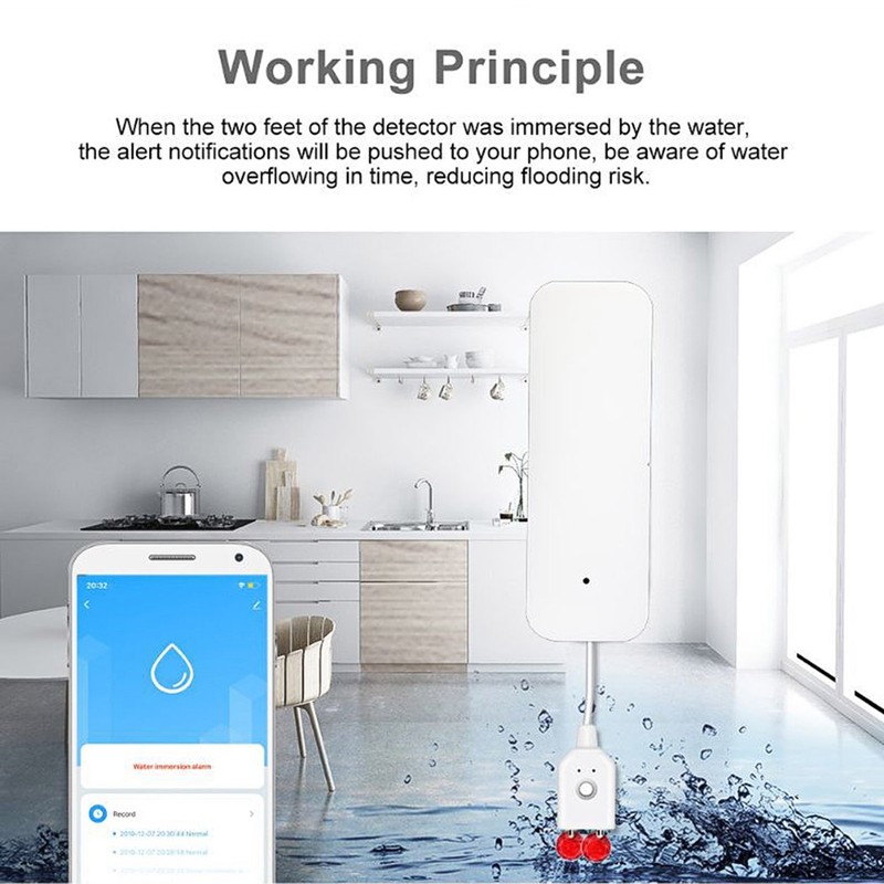 Smart Wifi Wireless Water Leakage Alarm Overflow Flood Level Leaks