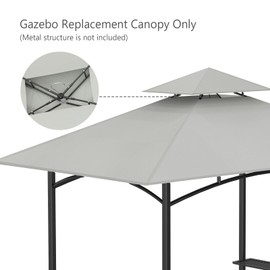 Grill Gazebo Replacement Canopy Top Only - 5' x 8' Outdoor BBQ Gazebo Canopy Roof, Waterproof Double Tiered Shelter Cover Fit for Model L-GG001PST-F (Gray, 5x8)