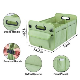 titiyiof Car Trunk Organizer Storage for SUV Car Organizers Accessories Adjustable Straps with 8 Pockets Collapsible 66L Oxford Trunk Organizer for Women/Men Fruit Green