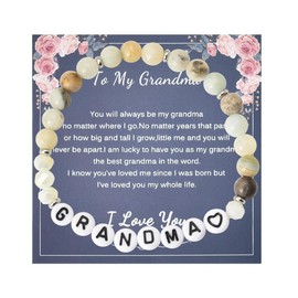 Grandma Grandmother Nana Bracelet Gifts from Granddaughter Grandson Natural Stones Bracelets for Women Grandma Grandmother Birthday Gifts for Grandma Gigi Mimi Christmas Gift To My Grandma Bracelet