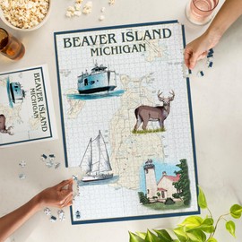 Lantern Press 1000 Piece Jigsaw Puzzle, Beaver Island, Michigan, Lake Chart