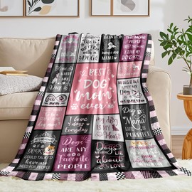 Dog Mom Blanket Gifts for Dog Lover Soft Flannel Throw Blanket Dogs Gifts for Women Dogs Themed for Decor Couch Bedding 50"x40"