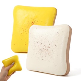 2PCS Bread Butter Squishy, Slow Rising Squishy Toys,Realistic Toast Bread Soft Squeeze for Stress Relief Hand Relax,Party Favor Gift(Yellow+White)