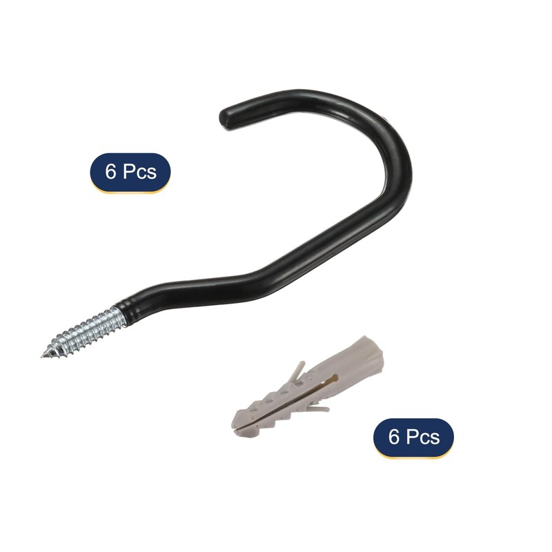 sourcing map 6pcs Bike Hooks 6" Capacity 80LB Screw in
