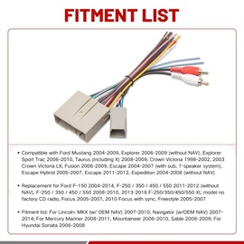 RED WOLF Car Radio Wiring Harness W/Anetnna Adapter RCA Input for Ford Mustang 2004-2009, Hyundai Sonata 2006-2008, Mercury Mariner 2008-2011 Install Aftermarket Stereo CD Player Wire Cable