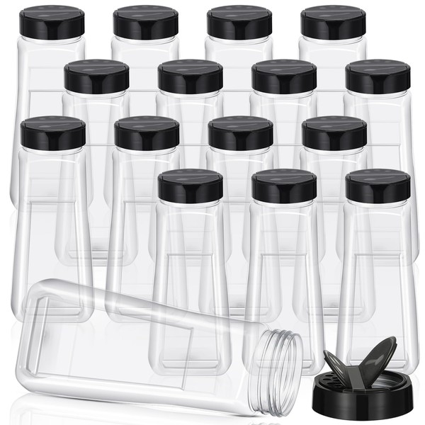 Zhehao 16 Pack 32 oz Plastic Spice Jars with Black