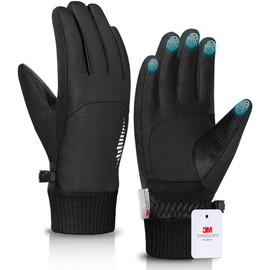 rivmount Winter Gloves Made with 3 M Insulation/Waterproof/Touchscreen for Women Men, Thermal Warm Gloves for Cold Weather Outdoor, Running, Cycling, Ski, Snow, Daily, Hiking, (Black M)
