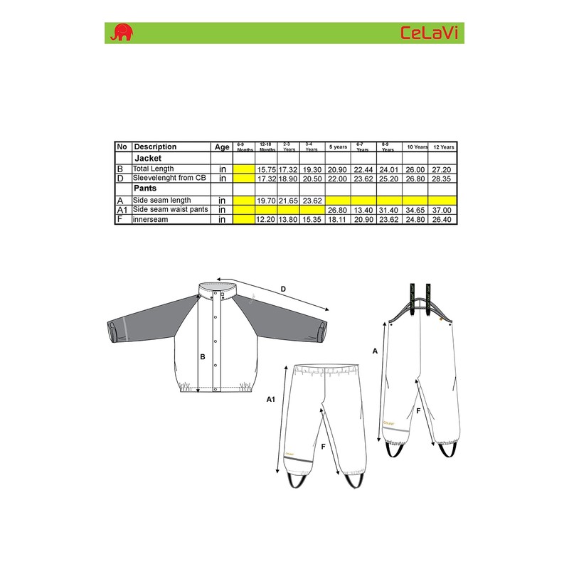 Celavi Unisex Children's Basic Recycle PU Rainwear Set, Dusty Ceder