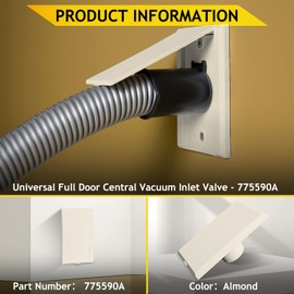 HASMX 775590A Central Vacuum Inlet Valve Plate, Low Voltage Inlet Valve Replacement for Central Vacuum Systems Almond, 1 1/2" Diameter x 3 7/16" Width x 5 1/8" Height