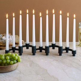 Design Ideas Eos Candleholders, Set of Five Cast Aluminum Modular Stackable Taper Candle Candelabras, Black