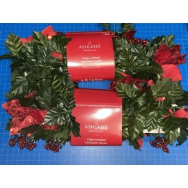 Ashland 6ft Red Berry Poinsettia Holly Chain Garland Lot Of 2