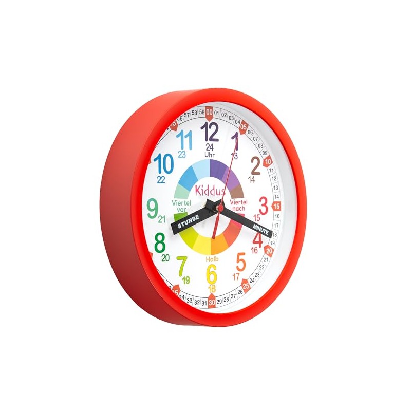 Kiddus Children's Wall Clock, Boys and Girls, Analogue Learning Clock