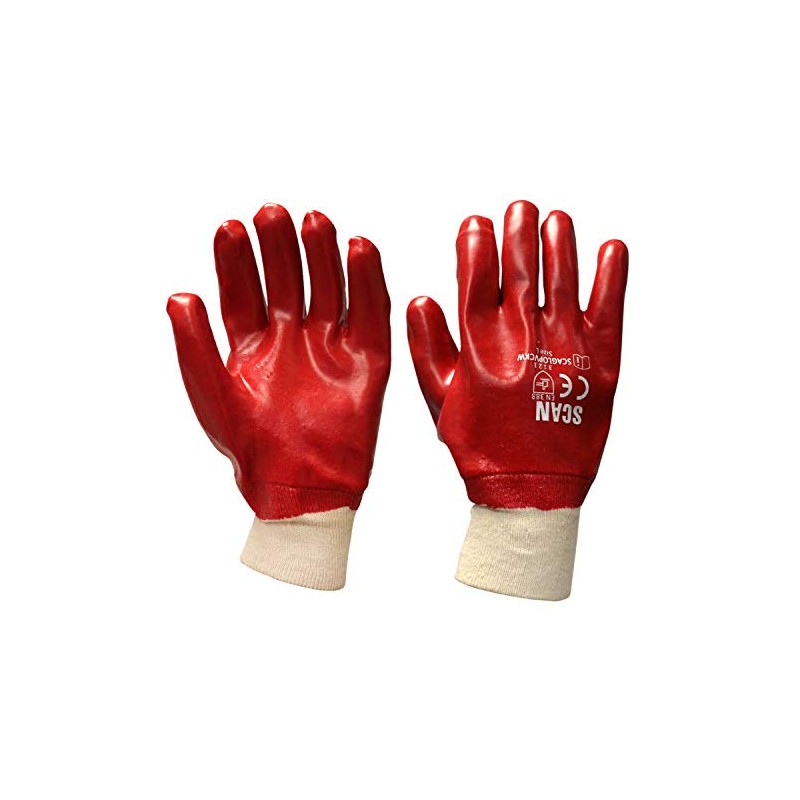 Scan Pvc Knitwrist Glove , Red