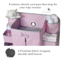 Llama Bella Pink Elegant Nursery Hanging Organizer for Baby Essentials | 8-Compartment Baby Crib Storage Organizer