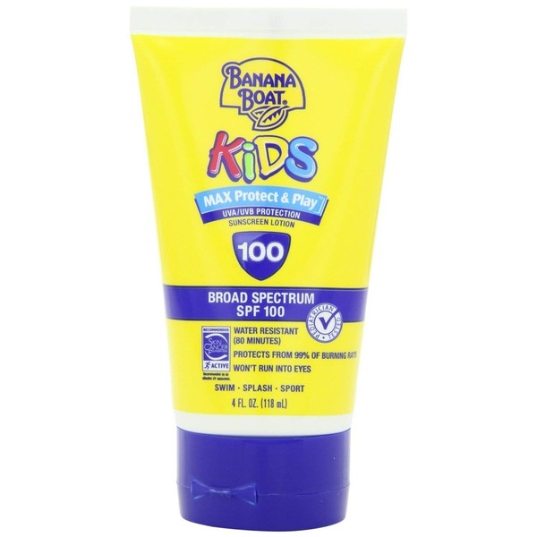 Banana Boat SPF#100 Kids Max Protect & Play Lotion 4 Ounce (118ml) (Pack of 3)