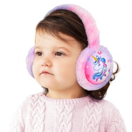 Winter Ear Warmers Kids Soft Plush Earmuffs for Girls Boys Ski Hiking Cycling Running Outdoor, purple
