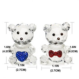 H&D HYALINE & DORA H&D HYALINE & DORA 2pcs Crystal Baby Bear Figurine Collection Animal Paperweight Table Centerpiece