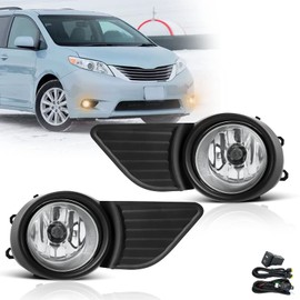 SPIEGEER Fog Lights Assembly 2011 2012 2013 2014 2015 2016 2017 Toyota Sienna(Not Fit SE Models) Fog Lights Replacement Kit with Wiring & Switch H11 12V 55W Halogen Bulbs Clear Lens