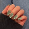 SXVME Light Green Cat Eye Press on Nails Short Coffin,