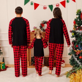 URMAGIC Family Matching Christmas Pyjamas Set Cute Santa Elf Reindeer Plaid Pants Pajama Sleepwear for Adult Men Women Kids Couple Pjs
