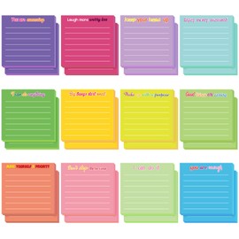 Yinder 24 Pcs Inspirational Sticky Notes with Lines Cute Motivational Sticky Note Pad Appreciation Sticky Notes Gifts for Coworkers Nurse Office Supplies 3 x 3''(Dark Color,Inspirational)
