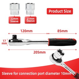 JOISIDE Ratchet Wrench 3/8 Inch Reversible Ratchet with Socket Wrench 21 - 22 mm, Socket Spanner Set Made of Chrome Vanadium Steel by the Treatment of Electroplating and Thermal