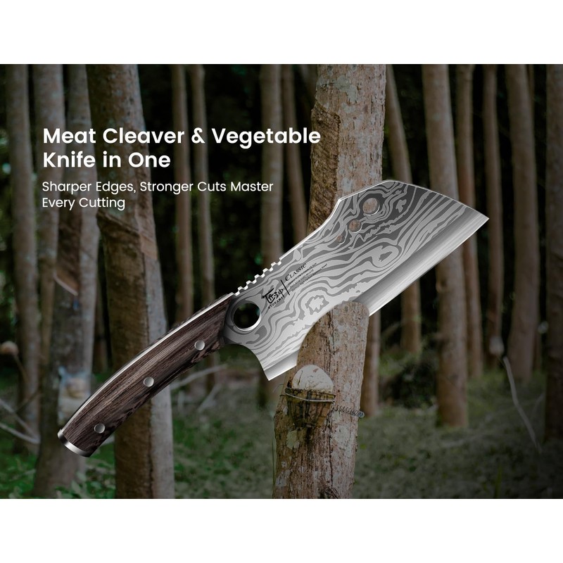 Meat Cleaver Chef Knife with Sheath, 7.7 Inch Butcher Knife