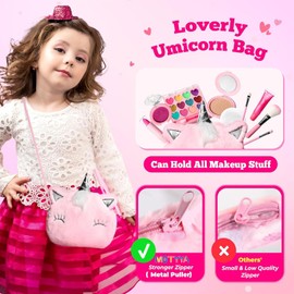 MOTYYA Kids Real Makeup Kit for Girls, Non Toxic, Washable Make Up Set with Mini Coin Purse Cute Umicorn Princess Toys for 3 4 5 6 7 8 9 10 12 Years Old Little Girls Birthday Gift (Pink)