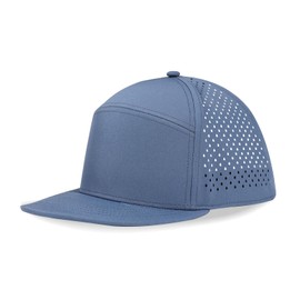 Men's Oversize XXL Flat Brim Baseball Cap Adjustable Performance Snapback Hat Laser Perforated Cap Plus Size for Big Head, Blue, XX-Large