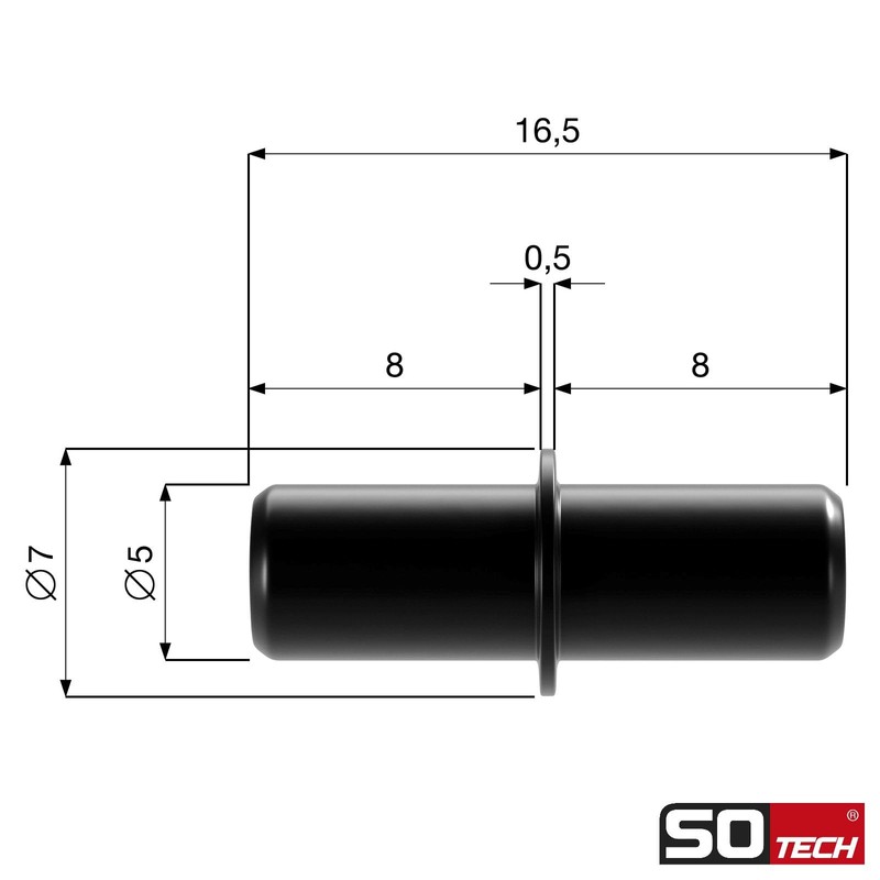 SOTECH Pack of 100 Duplo Shelf Support for 5 mm