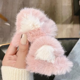 Cat Ears Hair Clip Cute Beast Ears Cosplay Hairpin Fluffy Cat Ears Hair Ornament Children Hairpin Disguise Cute Hair Accessory 2-Piece Set, dark pink