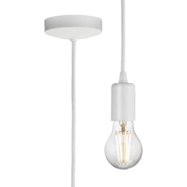 Knightsbridge 1.8m E27 Contemporary Pendant Set - Matt White, 8270L