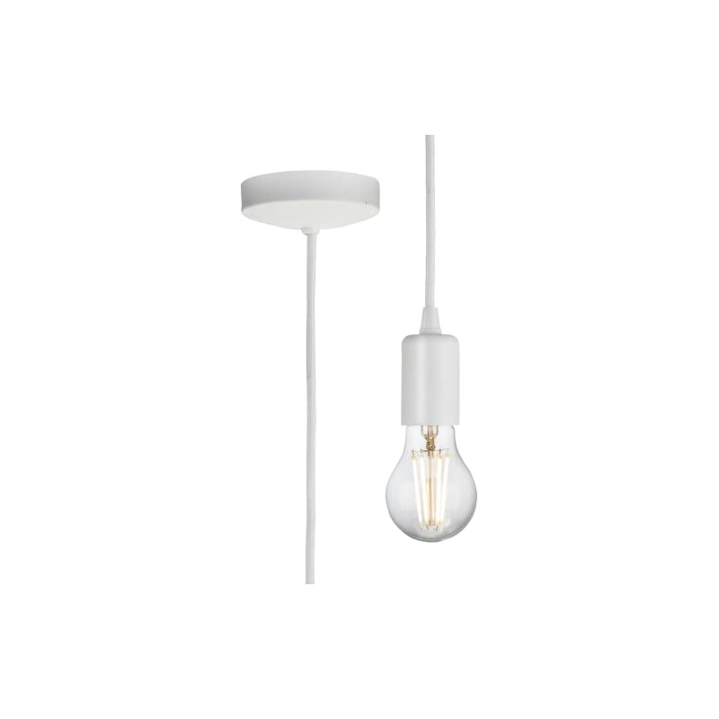 Knightsbridge 1.8m E27 Contemporary Pendant Set - Matt White, 8270L