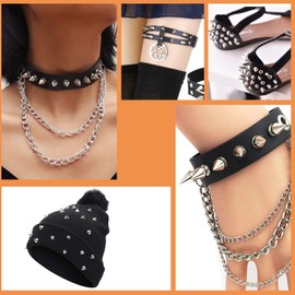 smatime Pointed Punk Rivets Metal Killer Rivets Cone Spikes Studs Decorative Rivets Gothic Punk Pointed Rivets Screw Rivets Metallic Decorations for DIY Bracelets Leather Craft Bags Shoes Belts Silver