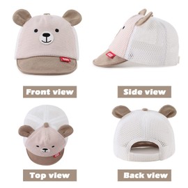 Pesaat Baby Baseball Cap 3-18 Months Baseball Cap Baby Boys Peaked Cap UV Protection Girls Summer Hat Baby Cap, Khaki with mesh