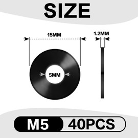 XRXYMQ Pack of 40 Washers Stainless Steel M5 x 15 mm Washers Stainless Steel DIN 9021 A2 V2A Washers Black Body Washers for Screws Threaded Rod