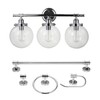 Globe Electric Milan 5-Piece All-in-One Bathroom Set, Chrome, 3-Light Vanity