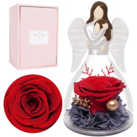 Miofula Birthday Gift for Mum, Eternal Rose in Glass Angel Figure, Grandma Mothers, Flowers Mother Gifts, Mother Daughter Gift Christmas, Infinity Rose Mother's Day Gift