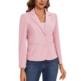 MINTLIMIT Womens Blazers Casual Suit Notched Lapel Buttons Elegant Formal Business Jackets (Pink M)