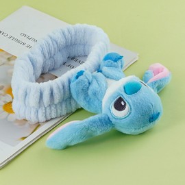 CNEISEJK Stitch Headband Scrunchie Shower Spa Makeup Head Wraps Stitch Hair Clips Plush Elastic Hair Band Hair Decorations for Girls Women (SDZ HA 2404)