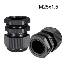 uxcell 4Pcs M25 Cable Gland Waterproof Plastic Joint Adjustable Locknut Black for 12mm-15mm Dia Cable Wire