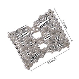 FXBLING Easy Magic Hair Beauty Decoration Comb Stretchy Beaded Hairpin Bow Double Combs Lady in Assorted Color (White)