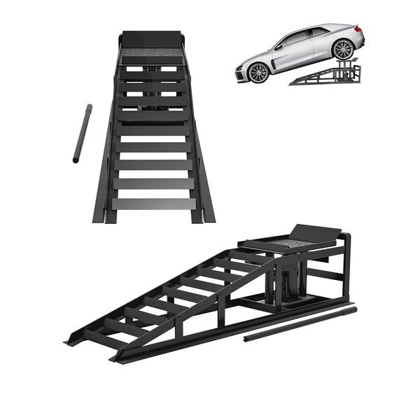 5T Hydraulic Car Ramps - 4-Position Adjustable Height (11.61” to