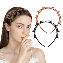 Pack of 2 Hair Bands with Clips Hairstyle Aid Headband with Clips Bangs Hairstyle Hairpin Twist Clip Headband Hair Accessories Hair Band Hair Bands Hair Pins Hairdressing Supplies for Women Girls