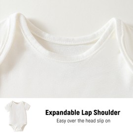 DEFAHN Baby Bodysuits 3PCS, Premature Tiny Baby Vests Unisex Short Sleeve Bodysuit Baby Grow, Bamboo Bodysuit for Boys and Girls (White/Gray Brown/Blue, 6-12M)