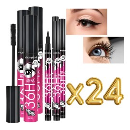 Set 12 Delineador Ojos Y 12 Rimel Larga Duración Waterproof
