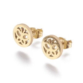 Unbranded Stainless Steel Set Earrings Pendant Necklace Butterfly Gold 17.7' P856