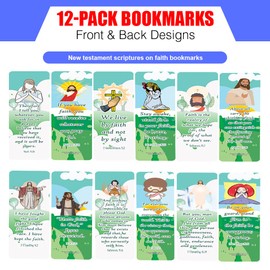 NewEights New Testament Scriptures On Faith Bookmarks (2-Sets X 6 Cards) - Daily Motivational Card Set – Collection Set Book Page Clippers – Ideal for Church Events Sunday Worship Ministries
