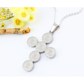 Only faith Women's Cross Necklace Stainless Steel Cross Pendant Necklace 45 cm with Envelope or Gift Box, Standard, Stainless Steel, Not Applicable, Stainless Steel, Not Applicable